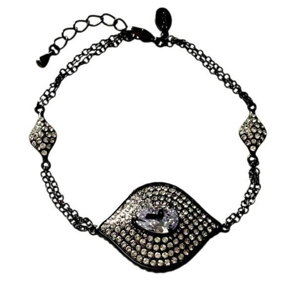 Joan Boyce Evil Eye Bracelet in Gunmetal with Crystals